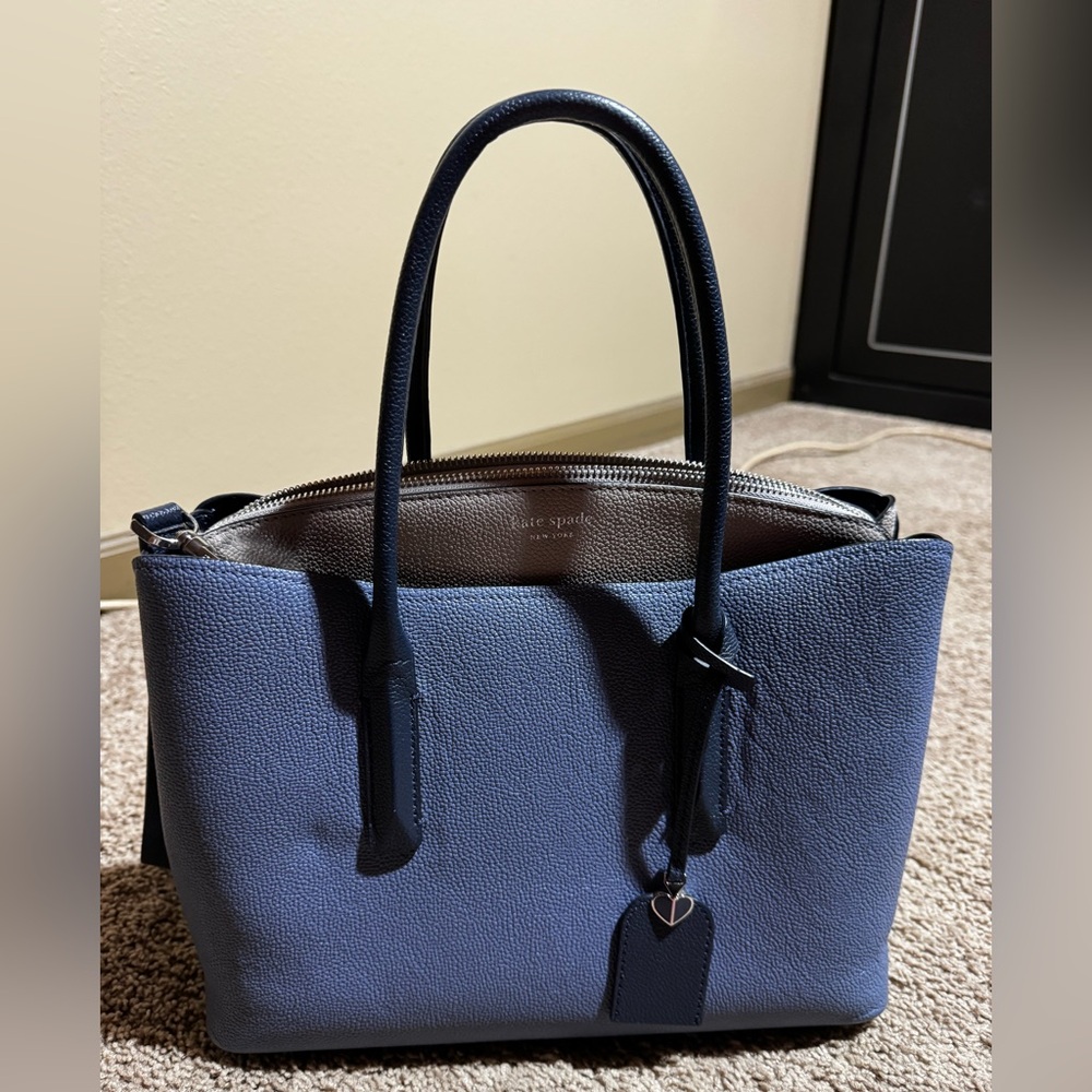 Kate Spade Margaux large satchel in a Celestial Blue pebble leather crossbody